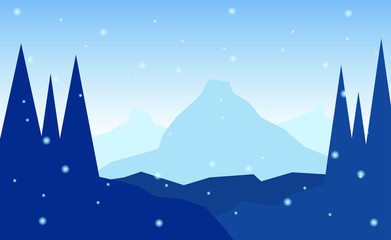 Fototapeta premium Vector winter landscape with forest background.