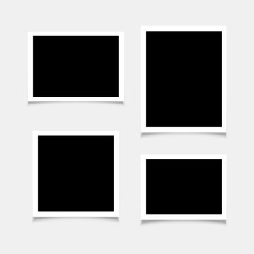 Collection of vector blank photo frames with shadow effects isolated on white background. Set different sizes of photos (frame) for your picture.