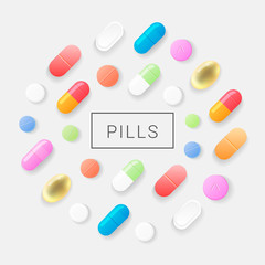 Pharmasy colorful pills, blisters with tablet