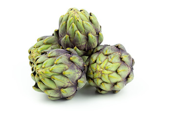 Fototapeta premium globe artichokes isolated on white copy space