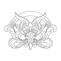 Fototapeta premium line art Lord Ganesh Indian god colorful oriental doodle hand drawn illustration in vector