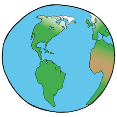 Globe icon. Vector illustration of globe america. Globe, Earth, map hand drawn.
