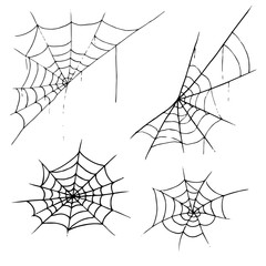 Set web icon. Vector illustration of a spider web. Net, web spider hand drawn.