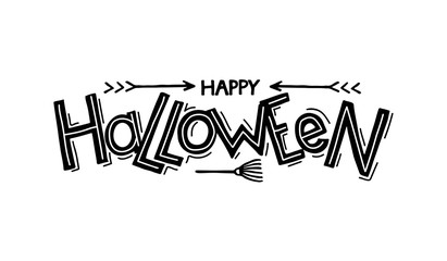 Hand sketched Happy Halloween text.