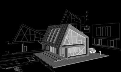  modern house concept 3d illustration