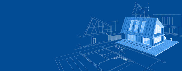  modern house concept 3d illustration