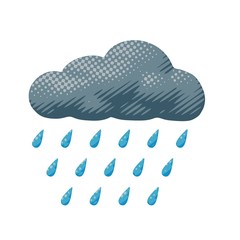 Comic vector nature rain from cloud - sign object