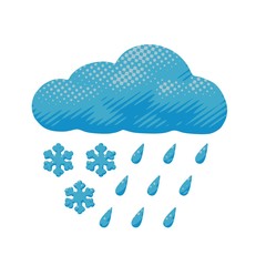 Cartoon vector - rain and snow dropped from cloud