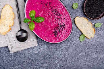 Thick red cream soup