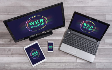 Web design concept on different devices