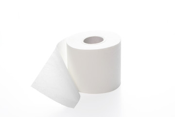 recycled toilet paper roll isolated on white background with clipping path and copy space for your...