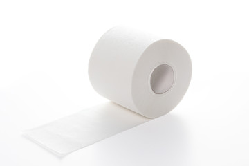 recycled toilet paper roll isolated on white background with clipping path and copy space for your...
