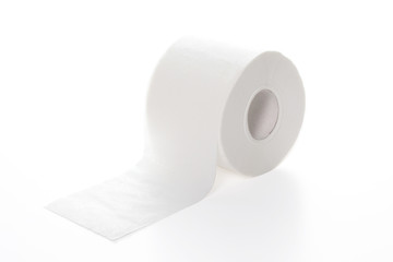 recycled toilet paper roll isolated on white background with clipping path and copy space for your text