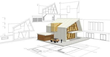  modern house concept 3d illustration