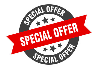 special offer sign. special offer black-red round ribbon sticker