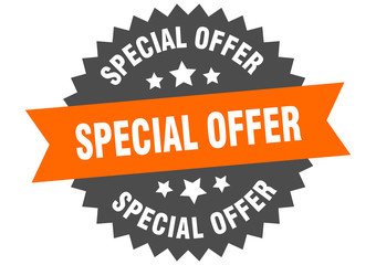 special offer sign. special offer orange-black circular band label