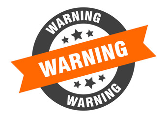 warning sign. warning orange-black round ribbon sticker