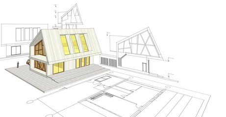  modern house concept 3d illustration