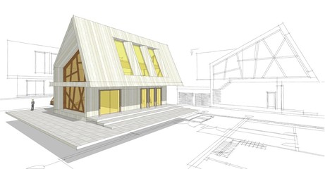  modern house concept 3d illustration