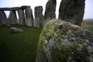 UNESCO World Heritage: Stonehenge Megalith Site on a cold British morning during winter time