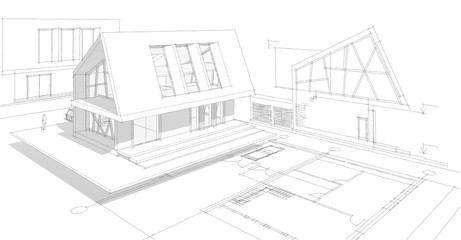  modern house concept 3d illustration