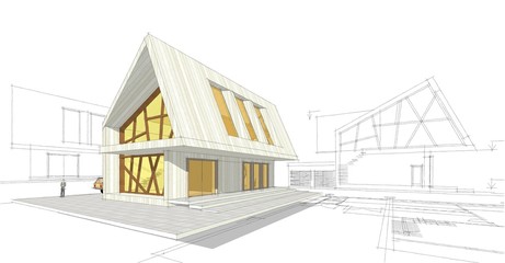  modern house concept 3d illustration