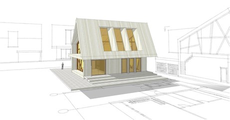  modern house concept 3d illustration