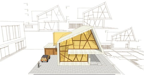  modern house concept 3d illustration