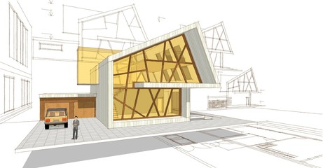  modern house concept 3d illustration