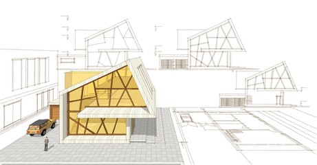  modern house concept 3d illustration