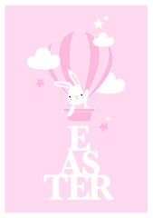 Font Vector illustration with bunny for Easter. It can be used as a poster, postcard and invitation to the Easter holiday.