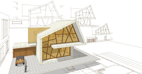  modern house concept 3d illustration