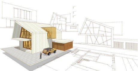  modern house concept 3d illustration