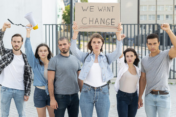 Fototapeta premium Group of people protesting for change