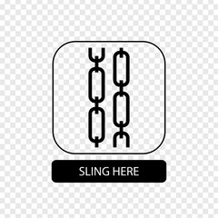 Sling here sign. Flat packaging symbol. Mail box icon isolated on transparent background. Mail icon. Vector illustration
