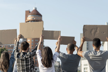 Group of activists demonstrating for peace