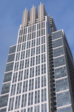 CHICAGO, USA - JUNE 26, 2013: Chicago Title & Trust Center office tower. It is 756 ft (230 m) tall and was completed in 1990. It hosts Accenture company and Bryan Cave law firm.