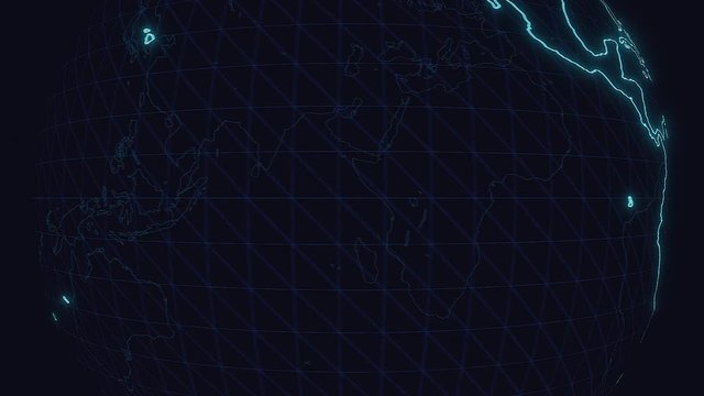 Spining 3D Wireframe Earth Globe Zoom Out
