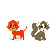 Orange and Grey Kittens - Cartoon Vector Image