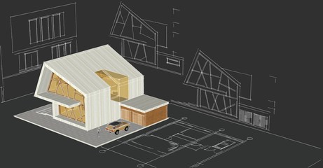  modern house concept 3d illustration