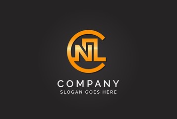 Luxury initial letter CNL golden gold color logo design. Tech business marketing modern vector