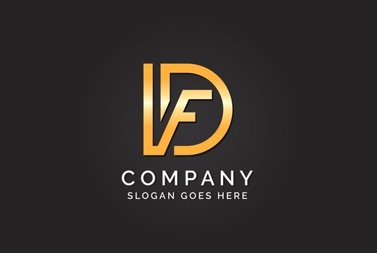 Luxury initial letter DVF golden gold color logo design. Tech business  marketing modern vector vector de Stock | Adobe Stock