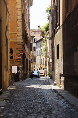 photo of narrow alleys of the old city in the center of Rome