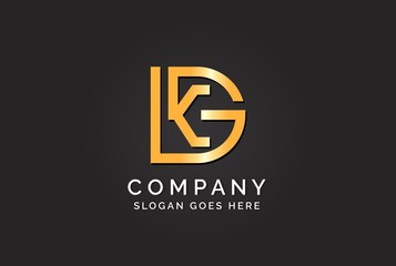 Luxury initial letter DKG golden gold color logo design. Tech business marketing modern vector
