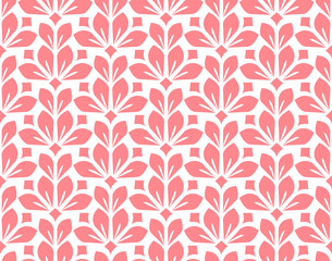 Flower geometric pattern. Seamless vector background. White and point ornament. Ornament for fabric, wallpaper, packaging. Decorative print