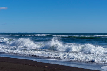 Fototapeta na wymiar Seascape with a view of khalaktyrka beach