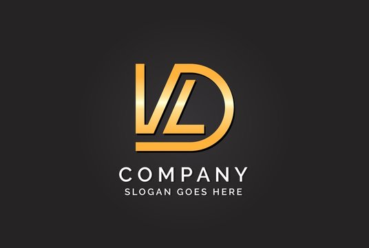 Luxury initial letter DVL golden gold color logo design. Tech business marketing modern vector
