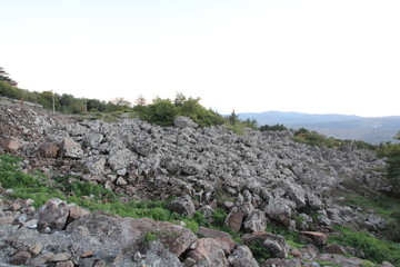 Radicofani, Italy - October 3, 2016: The volcanic collapse