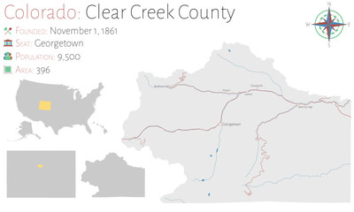 Large and detailed map of  Clear Creek county in Colorado, USA