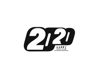 Happy New Year 2020 Text Typography Design Patter, Vector illustration.